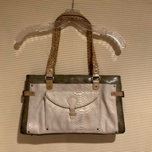 Spencer & Rutherford LE 208/500 Large Handbag Cream/Green Unique Designer Style